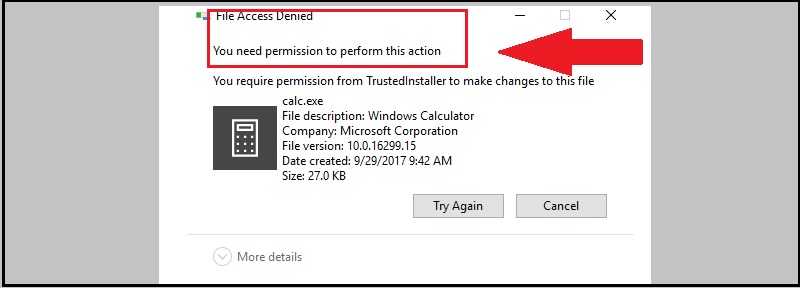 Folder Access Denied You need permission to perform this action